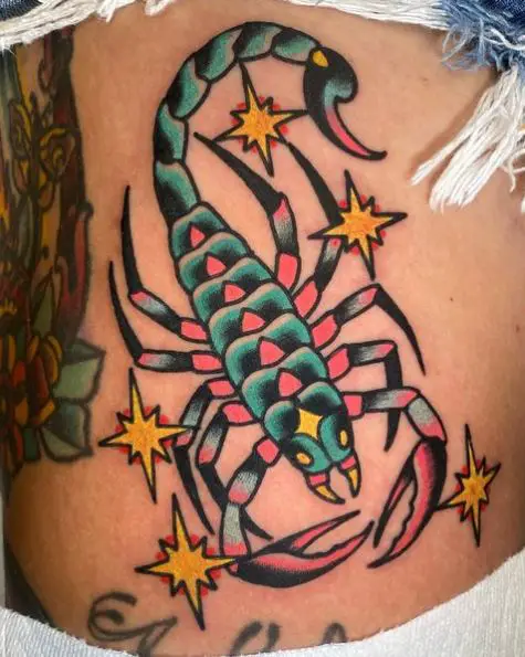 Bold And Colorful Scorpion Tattoo