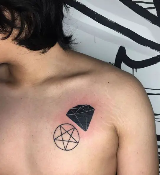 diamond tattoo on neck