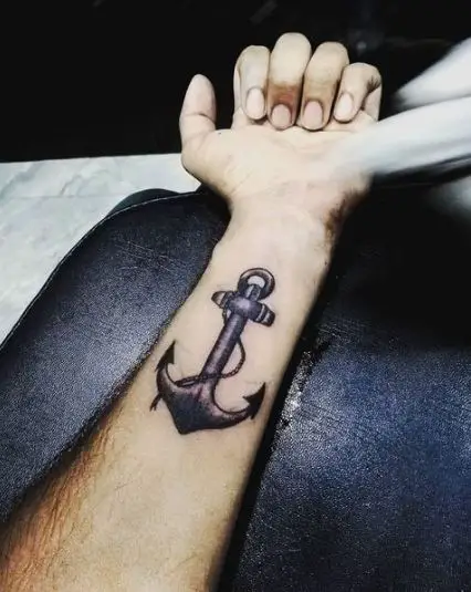 Bold Inked Black Anchor Tattoo