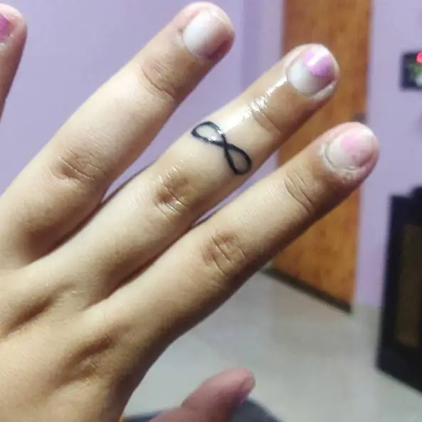 Bold Line Infinity Finger Tattoo