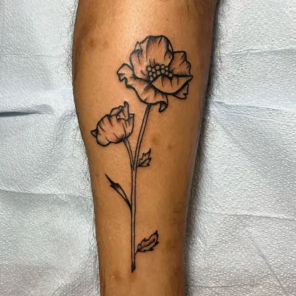 Bold Lines Poppy Flower Tattoo