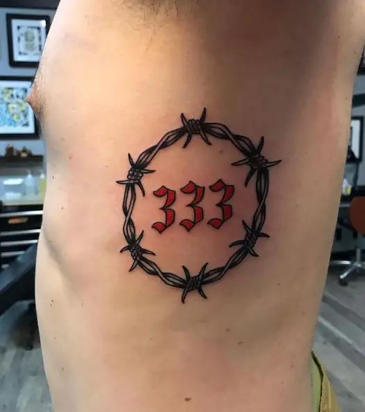 Circle Barbed Wire with 333 Number Tattoo