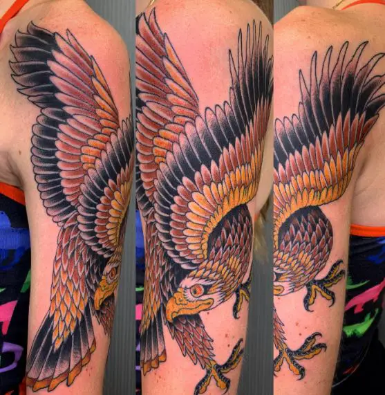 Colored Eagle Hand Tattoo Piece