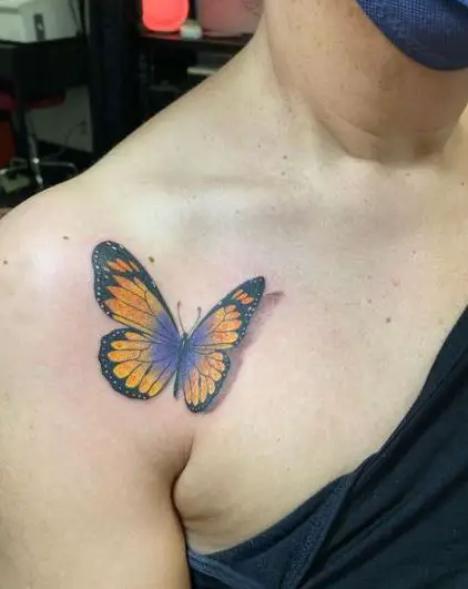 Colored Butterfly Shoulder Tattoo