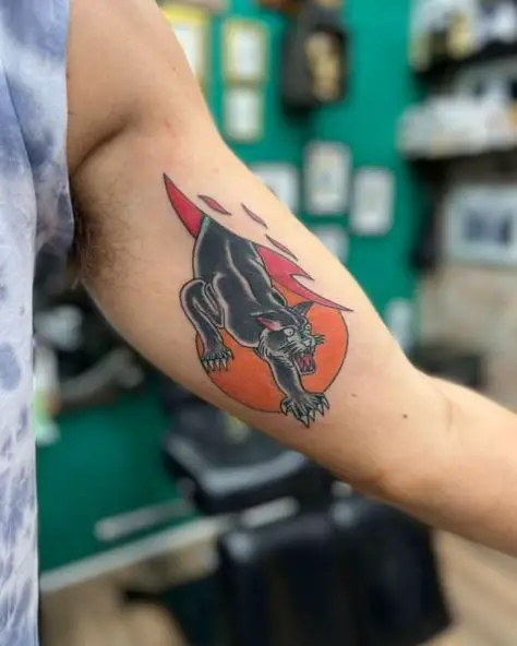 Colored Panther Tattoo on Arms