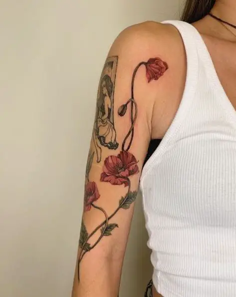 Colored Poppy Flower Tattoo