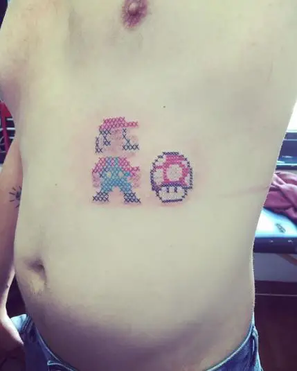 Cross stitch Mario Tattoo