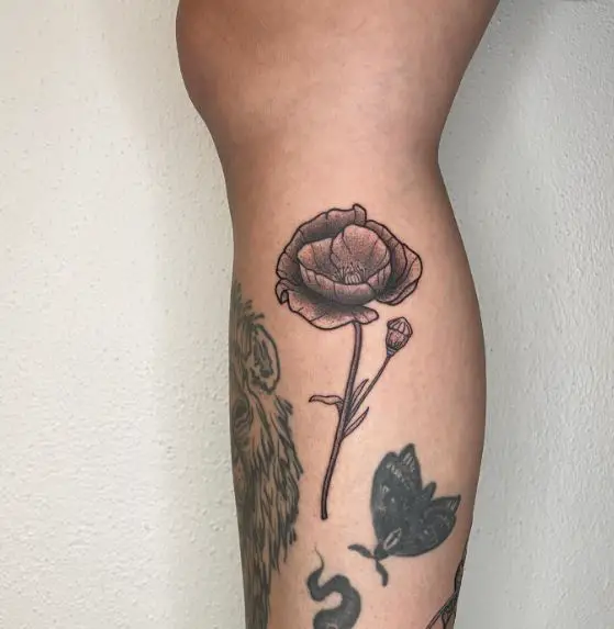 Custom poppy flower tattoo