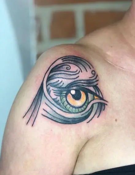 Eagle Cartoon Eye Shoulder Tattoo