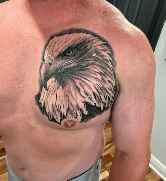 Eagle Head Chest Tattoo