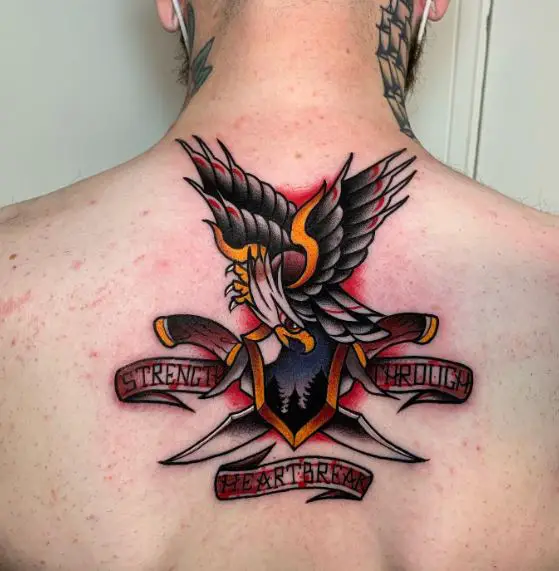 Eagle and Logo Tattoo