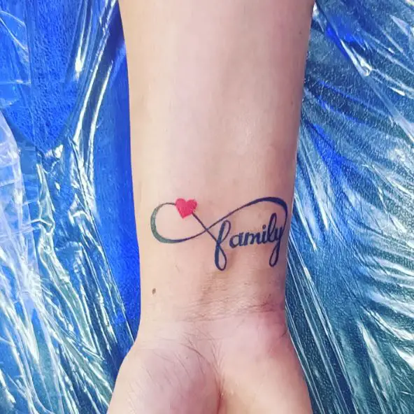Family Infinity Tattoo with Pink Heart