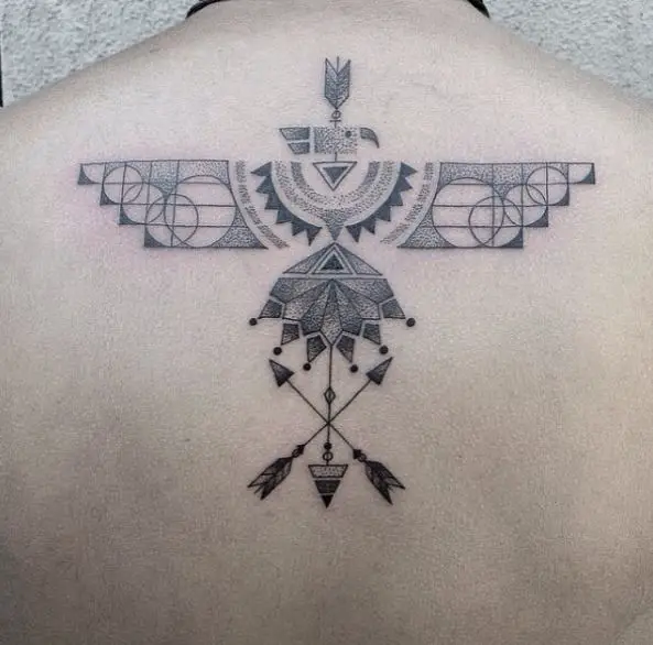 Geometric Aztec Eagle Tattoo