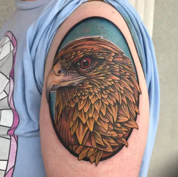 Golden Eagle Head Tattoo On Arms