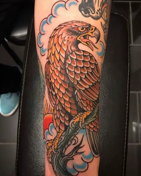 Golden Eagle Leg Tattoo