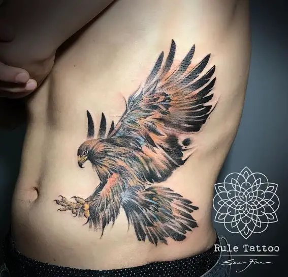 Golden Eagle Ribs Tattoo