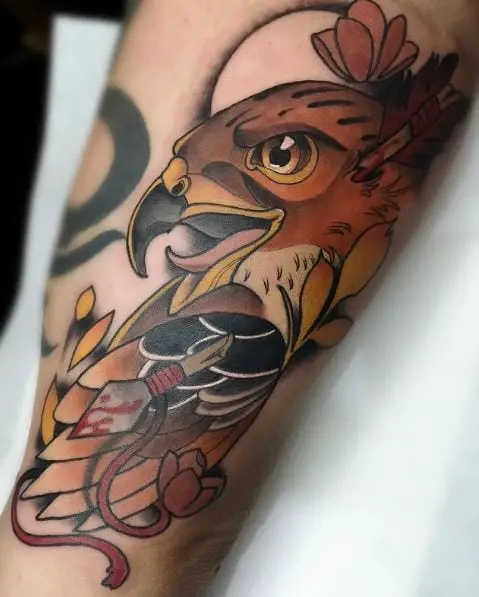 Golden Eagle Tattoo on the inner bicep