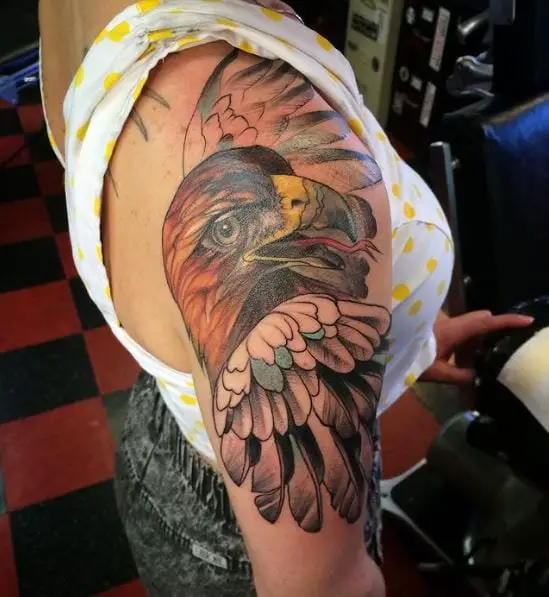 Graphical Golden Eagle Arm Tattoo