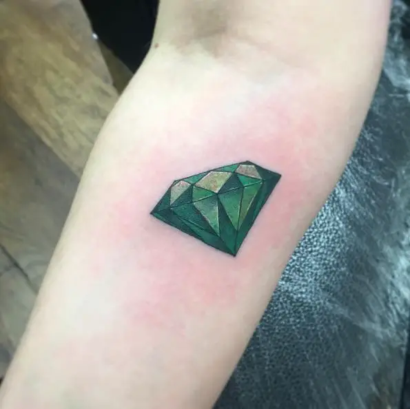 Green Diamond Forearm Tattoo