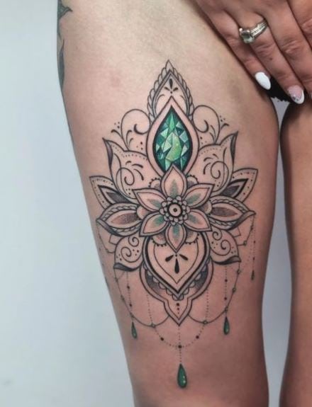 Green Diamond Ornamental Tattoo