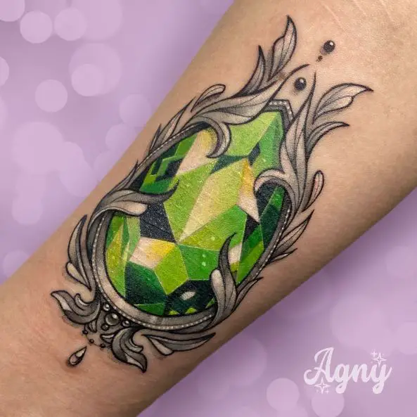 Green Drop Jewel Tattoo