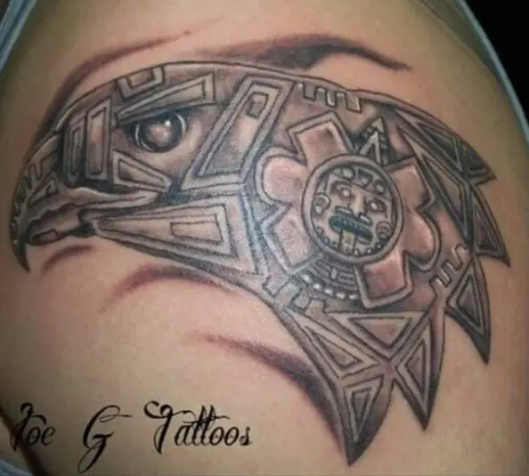 Grey Aztec Eagle Tattoo Piece