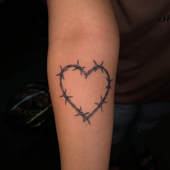 Grey Barbed Wire Hand Tattoo