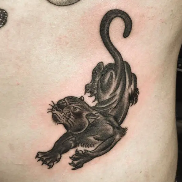 Grey Crawling Panther Tattoo