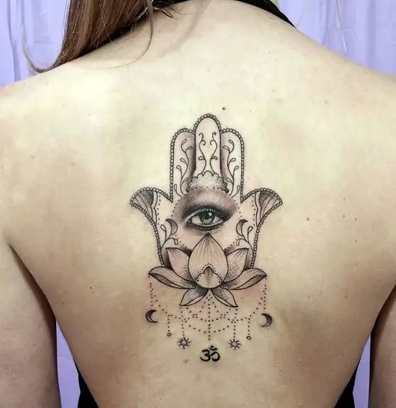 Hamsa Lotus and Evil Eye Spiritual Tattoo