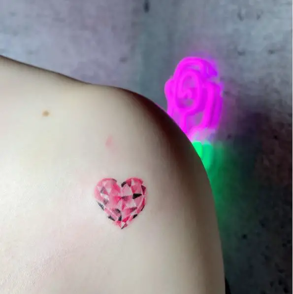 Heart Shaped Pink Diamond Tattoo