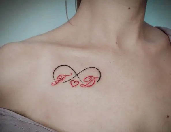 Infinity Tattoo with F and D Initials