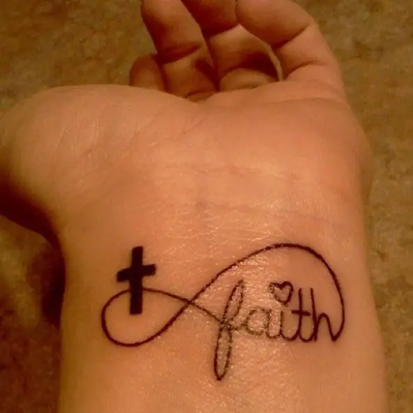 Infinity Wrist Tattoo with Cross