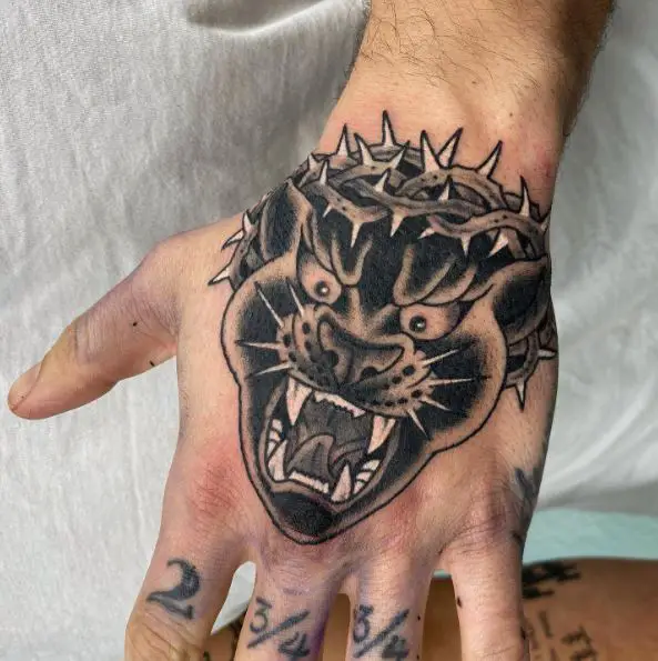 Jesus Panther Hand Tattoo