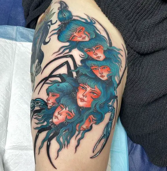 Lady Face Scorpion Tattoo