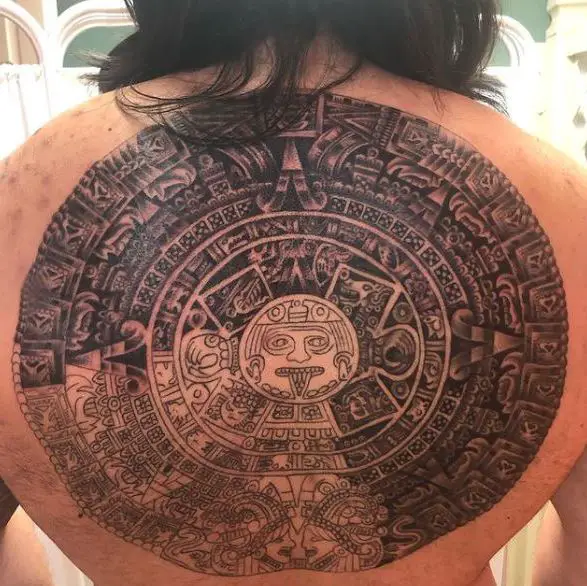 Mayan Calendar Tattoo on the Back