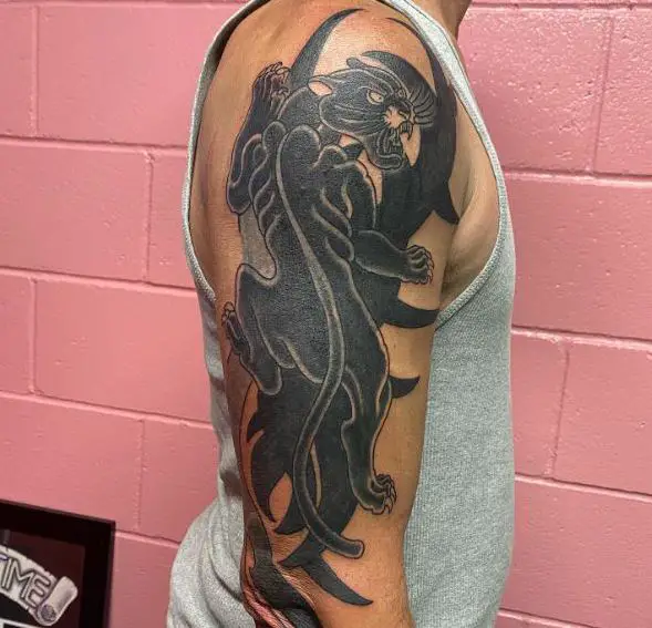 Panther Tribal Coverup Arm Tattoo