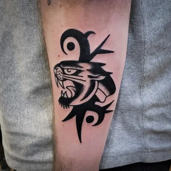 Panther Tribal Forearm Tattoo