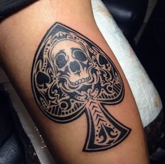 Pattern Spade with Skull Tattoo