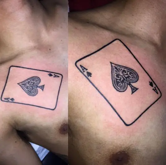 Ace of Spades Cards Tattoo on Chest 