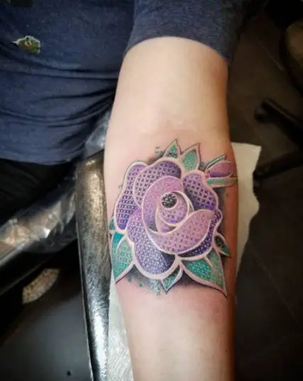 Purple Flower Cross Stitch Tattoo