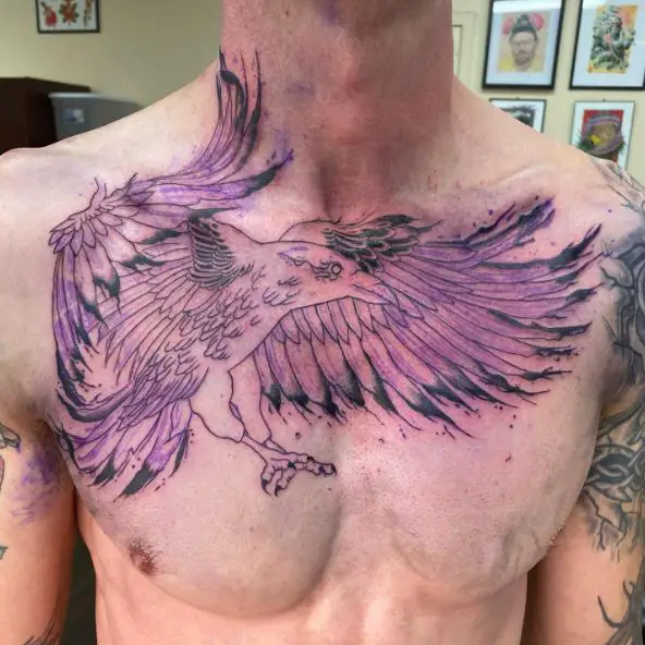 Purple Inked Raven Tattoo