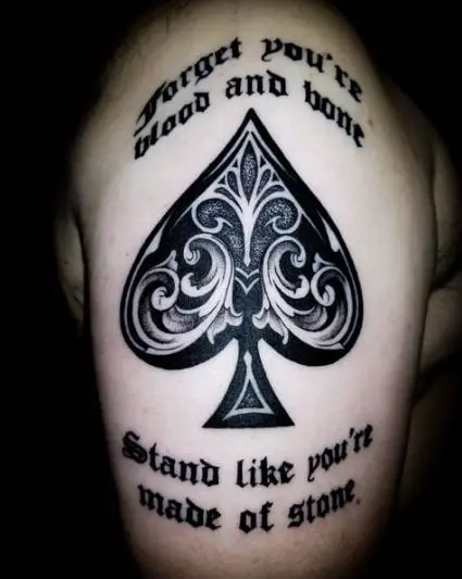 Quotes and Spade Tattoo Piece