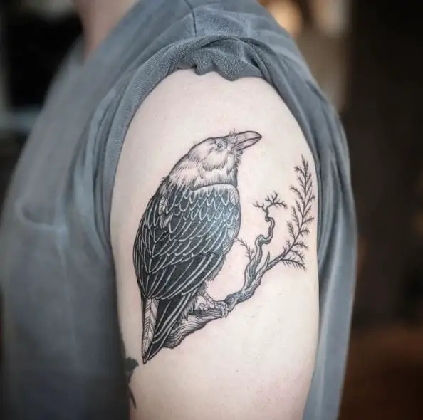 Raven and Juniper Arm Tattoo