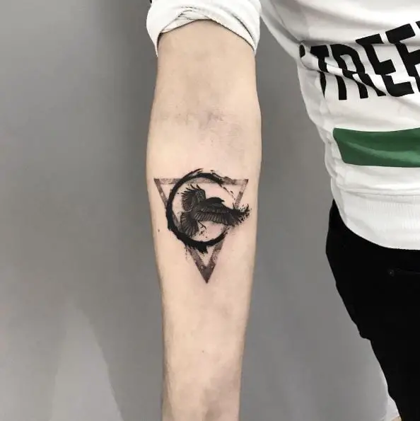Raven and Shapes Tattoo
