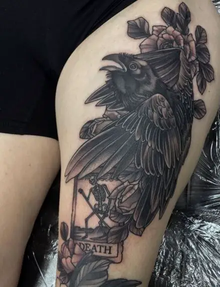 Raven and Tarot Card Tattoo