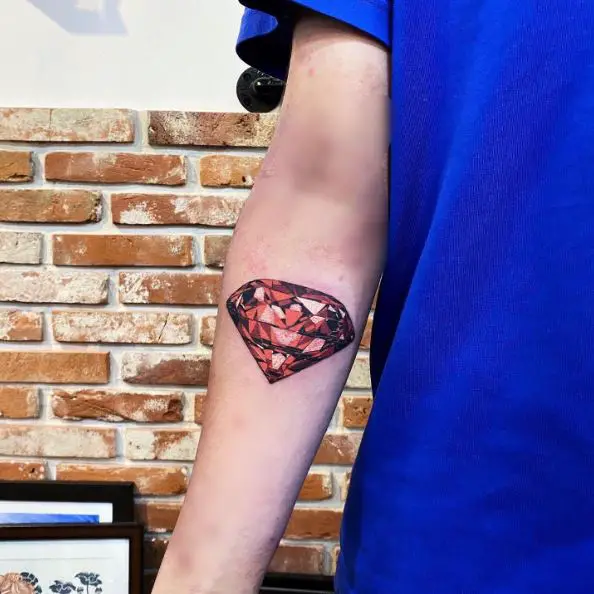 Red Diamond Forearm Tattoo