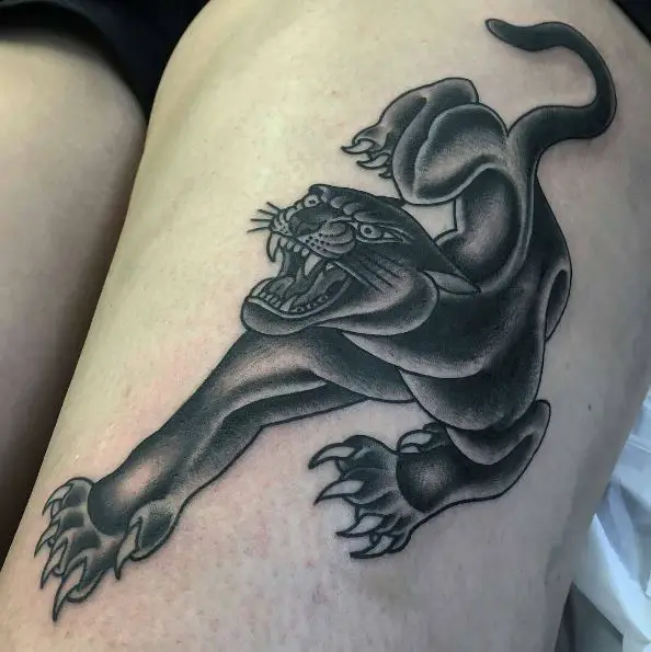 Roaring Crawling Panther Tattoo