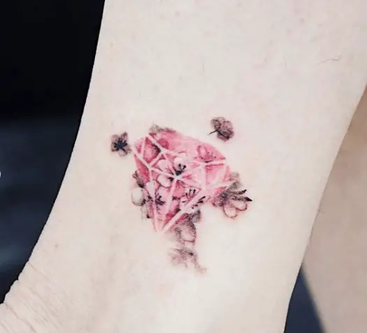 Sakura Flower and Pink Diamond Tattoo