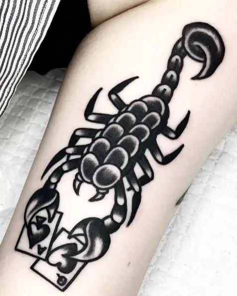 Scorpion With Cards Tattoo