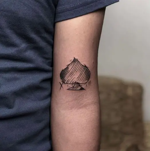 Scribble Style Simple Spade Tattoo